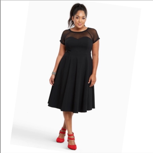 torrid Dresses & Skirts - Torrid Black Mesh Inset Swing Dress Size 18